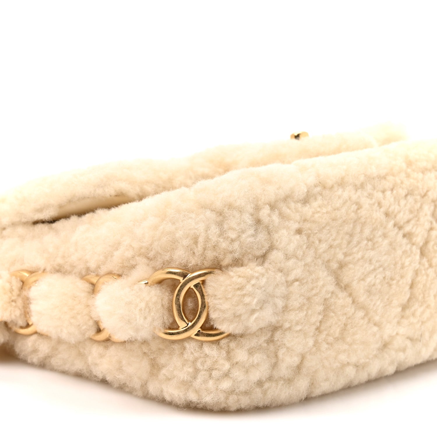 Chanel Shearling Lambskin Quilted Small CC Chain Flap Ecru 9 of 9