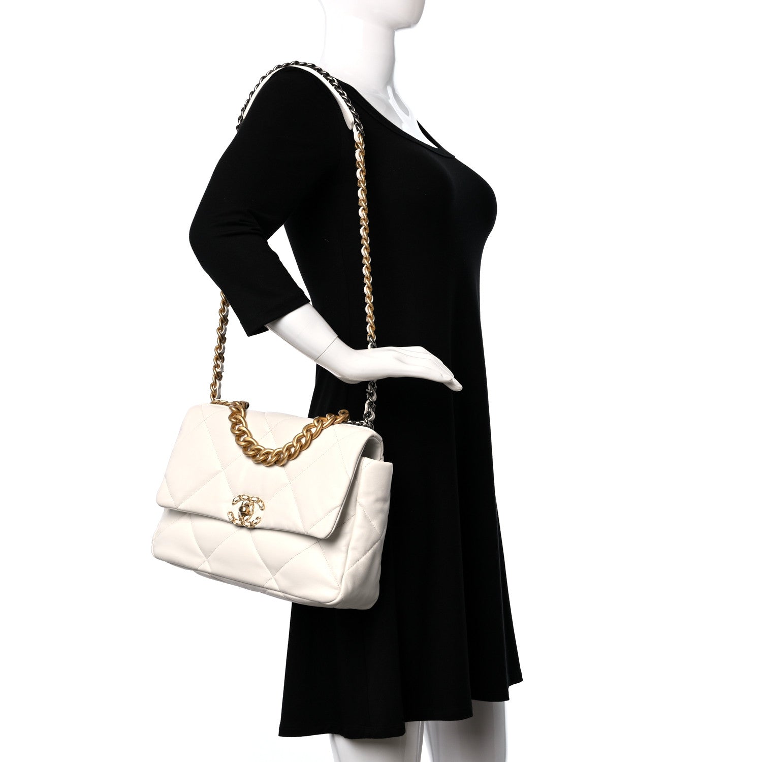 Chanel Lambskin Quilted Large Chanel 19 Flap White 2 of 11