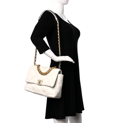 Chanel Lambskin Quilted Large Chanel 19 Flap White 2 of 11