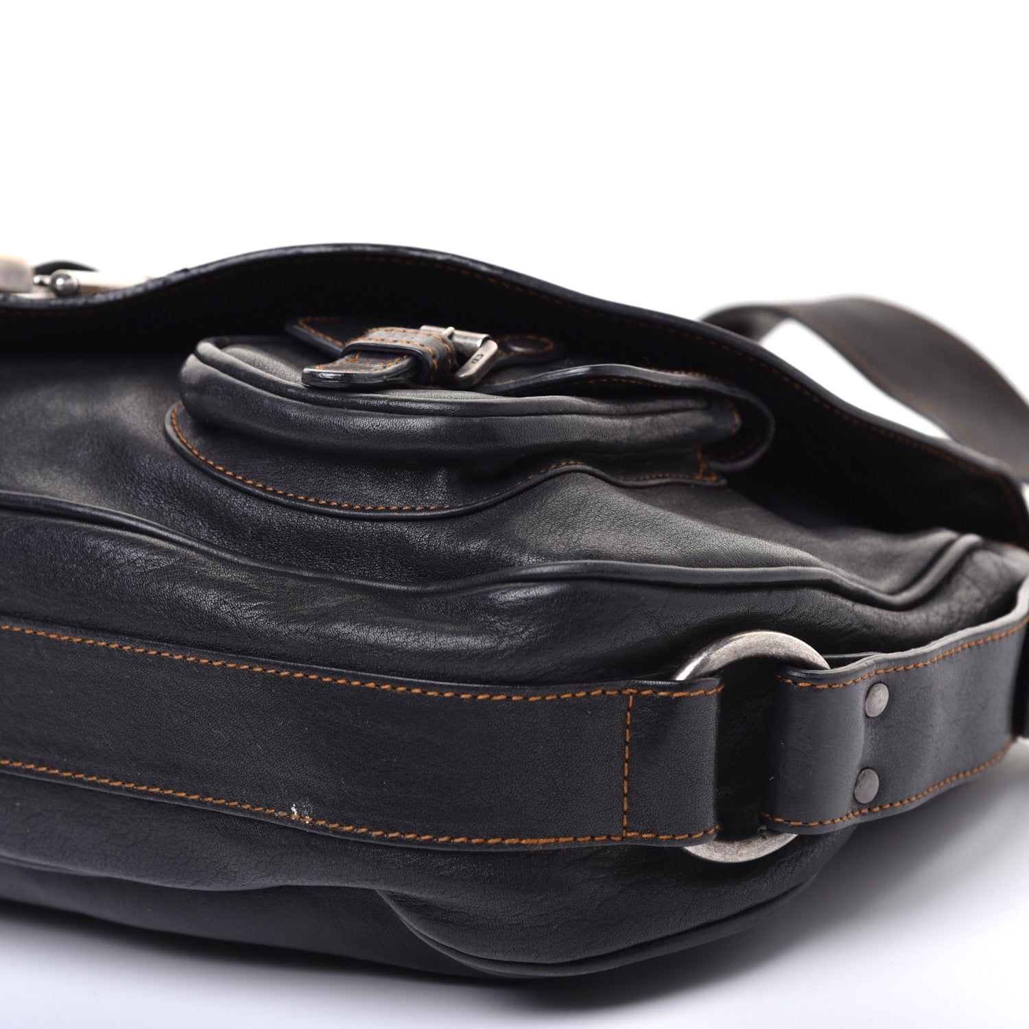 Christian Dior Calfskin Medium Gaucho Double Saddle Bag Black 7 of 10