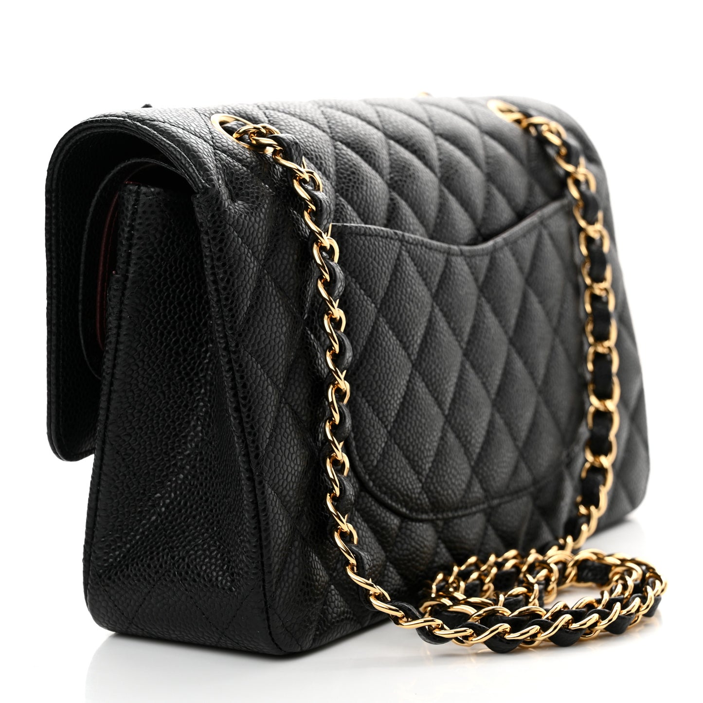 Caviar Quilted Medium Double Flap Black