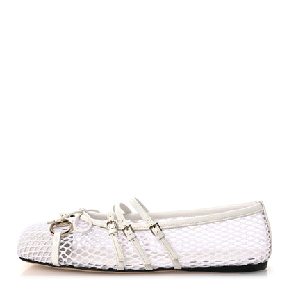 Gucci Video Net Nappa Horsebit Ballerina Flats 35.5 Great White 1 of 10
