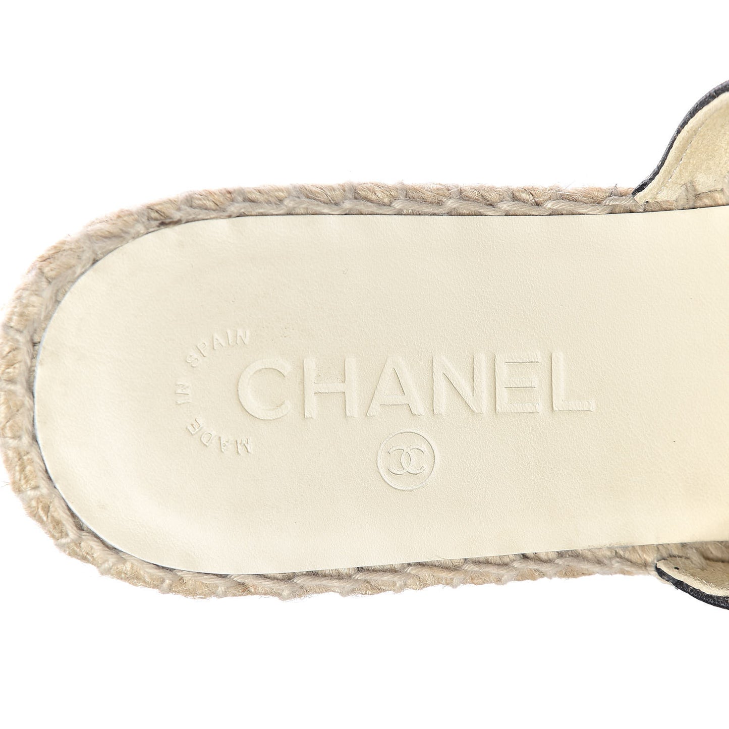 Iridescent Goatskin Patent CC Espadrille Mules 41 Black