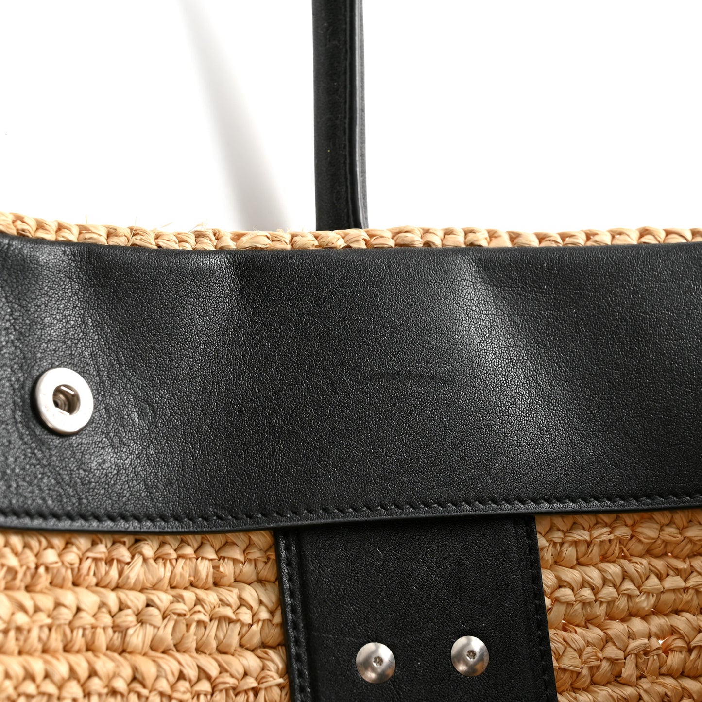 Raffia Calfskin Rive Gauche Tote Naturale Black