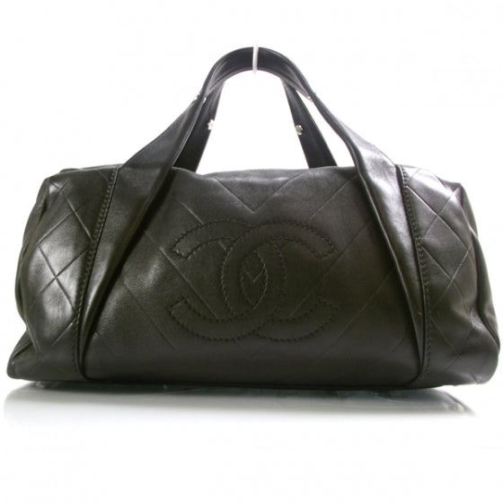 Chanel Lambskin CC Chevron Boston Black 1 of 12