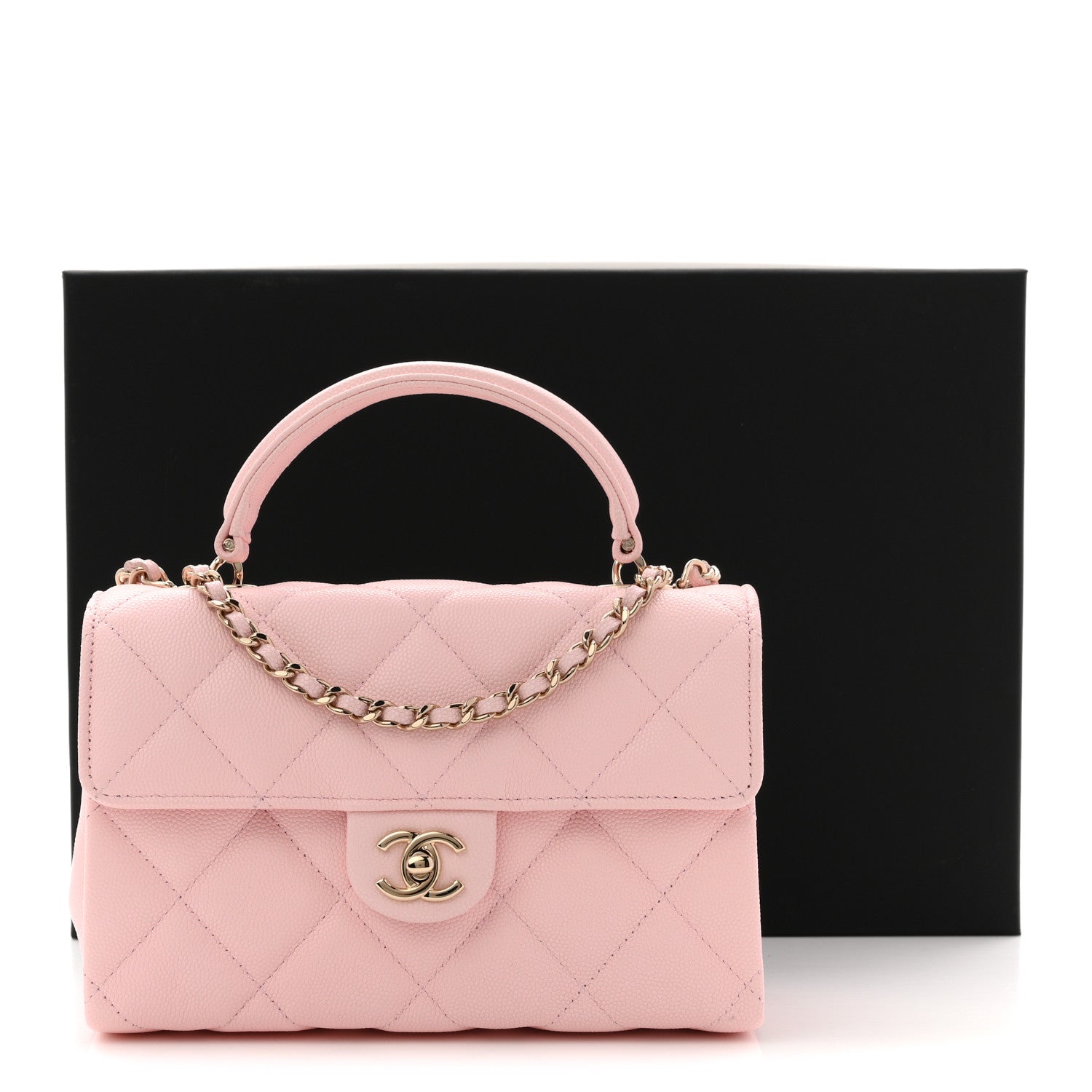 Chanel Caviar Quilted Retro Mini Twist Top Handle Clutch Flap Light Pink 12 of 12
