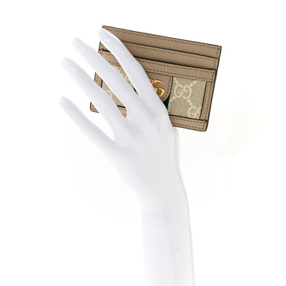 Gucci GG Supreme Monogram Textured Dollar Calfskin Web Ophidia Card Holder Beige Mystic White Oatmeal 2 of 8