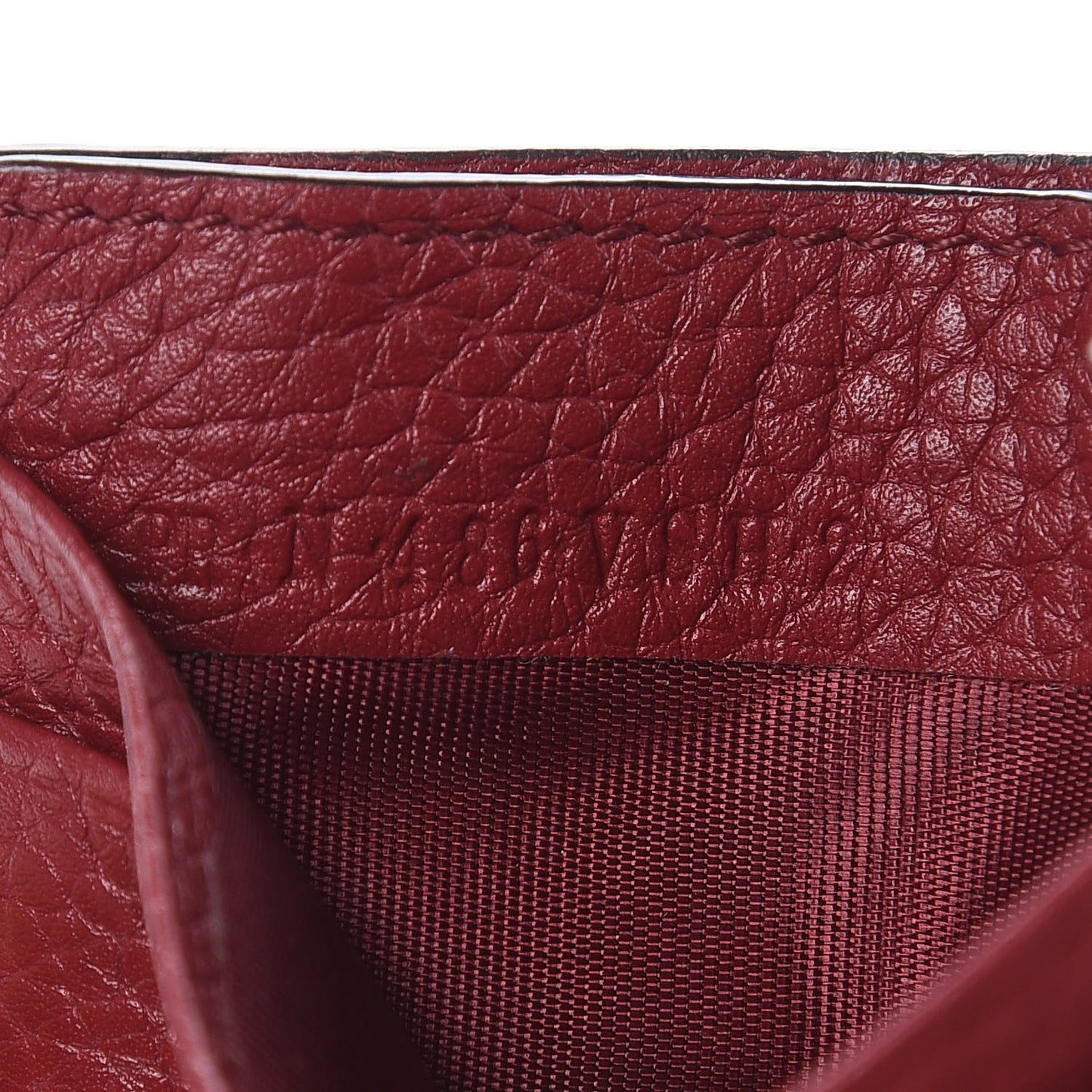 Pebbled Calfskin Rockstud Card Holder Burgundy