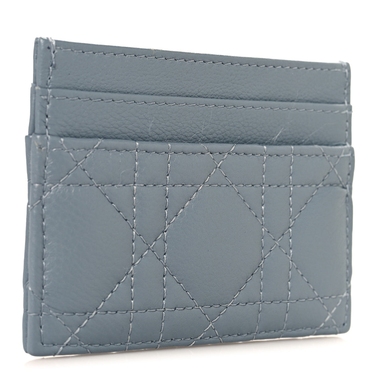 Supple Calfskin Cannage Caro Five-Slot Card Holder Cloud Blue