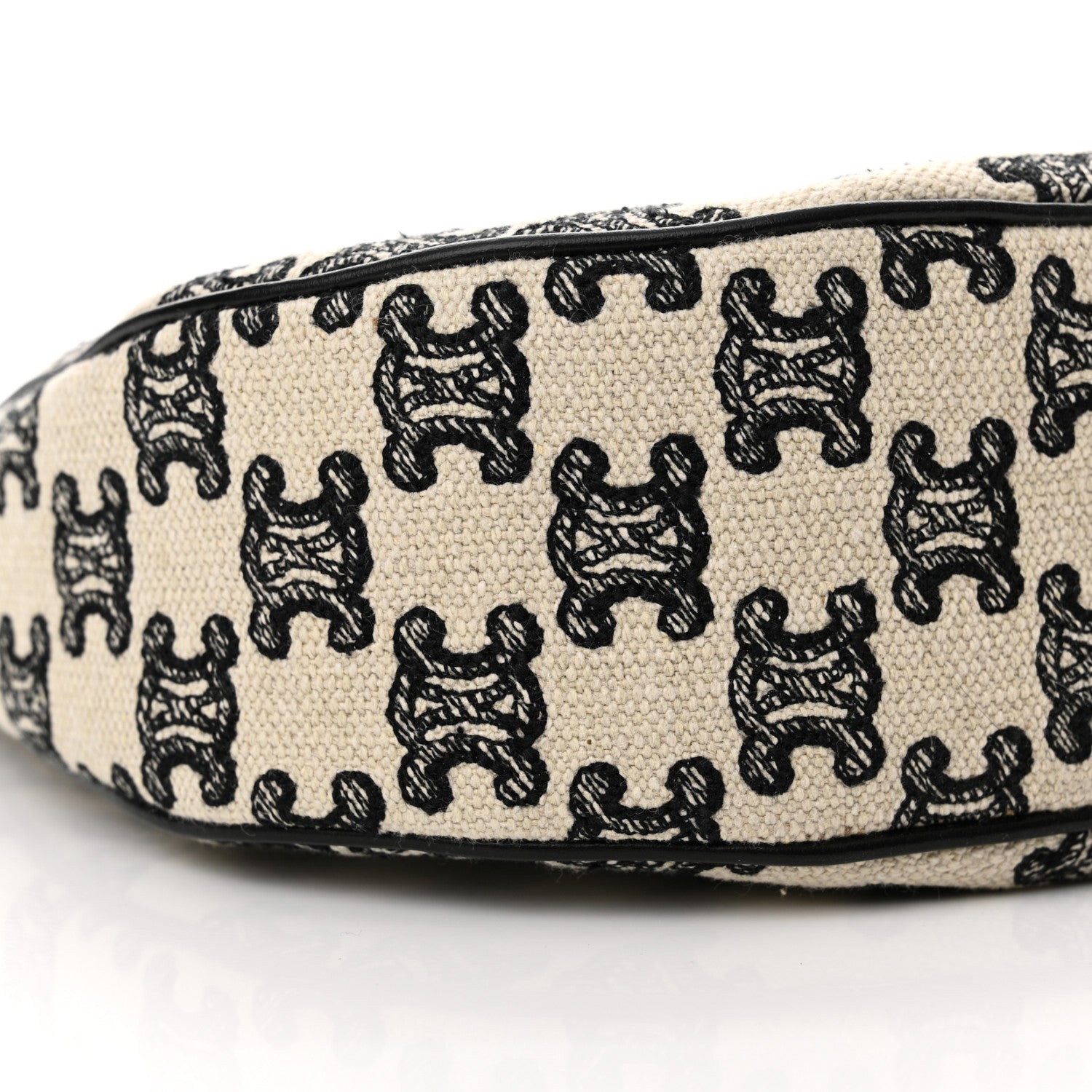 Celine Cotton Gabardine Bouclette Embroidered Medium Strap Ava Triomphe Shoulder Bag Black 9 of 10