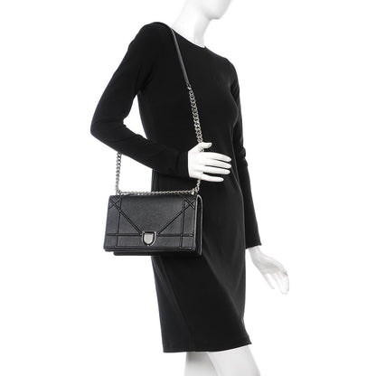 Christian Dior Grained Calfskin Medium Diorama Flap Bag Black 2 of 8