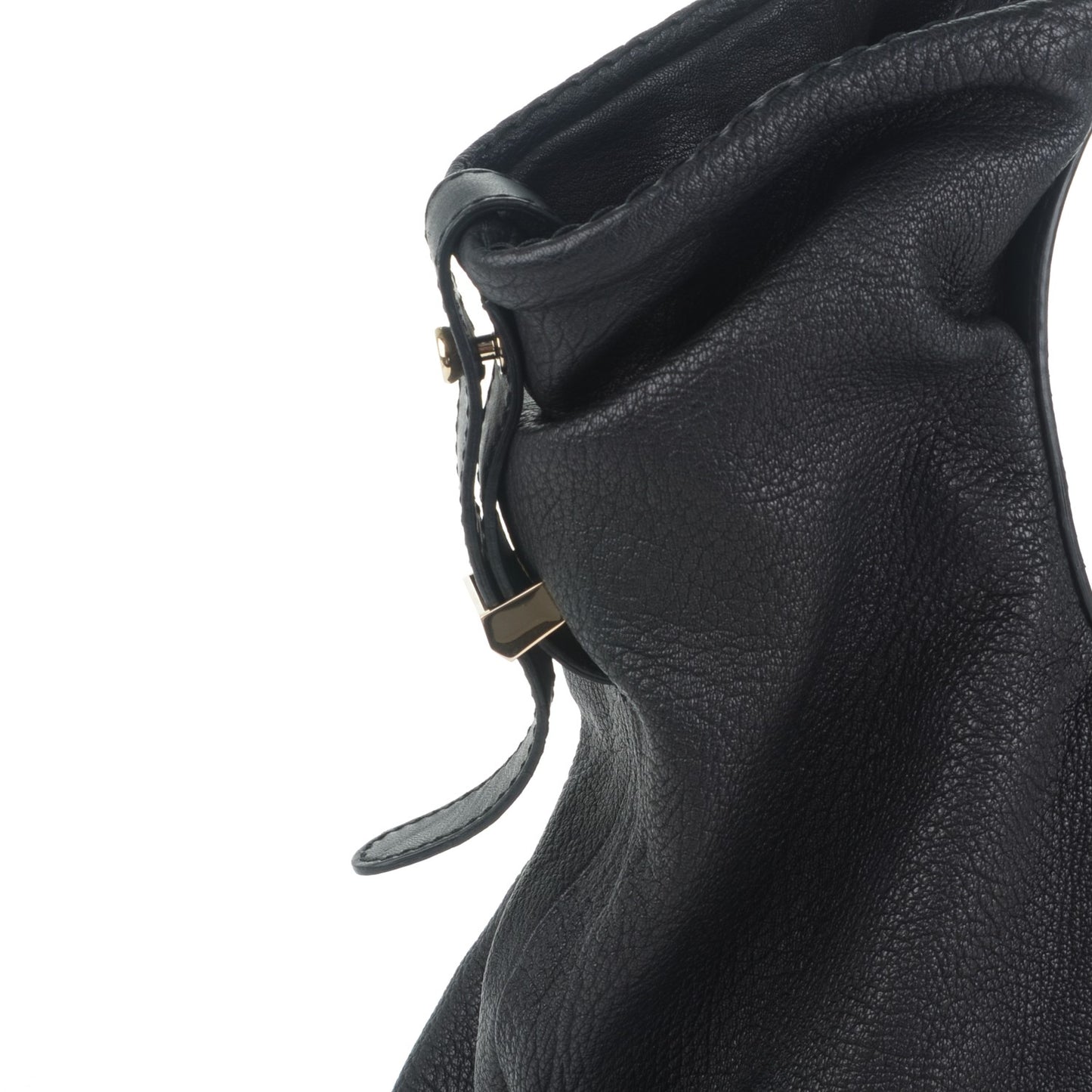Grained Calfskin Studded Sylvia Hobo Black