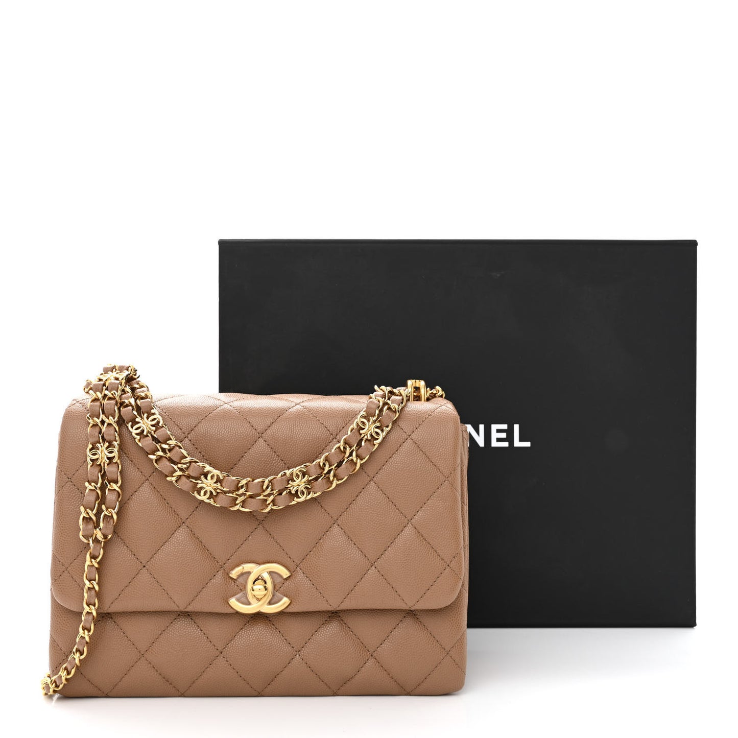 Caviar Quilted Coco First Flap Beige