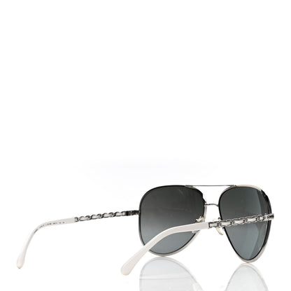 Chanel Lambskin Aviator Chain Sunglasses 4194-Q White 5 of 6