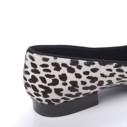 Saint Laurent Calfskin Calf Hair Corda Snow Leopard Slipper 37 Black White 11 of 12
