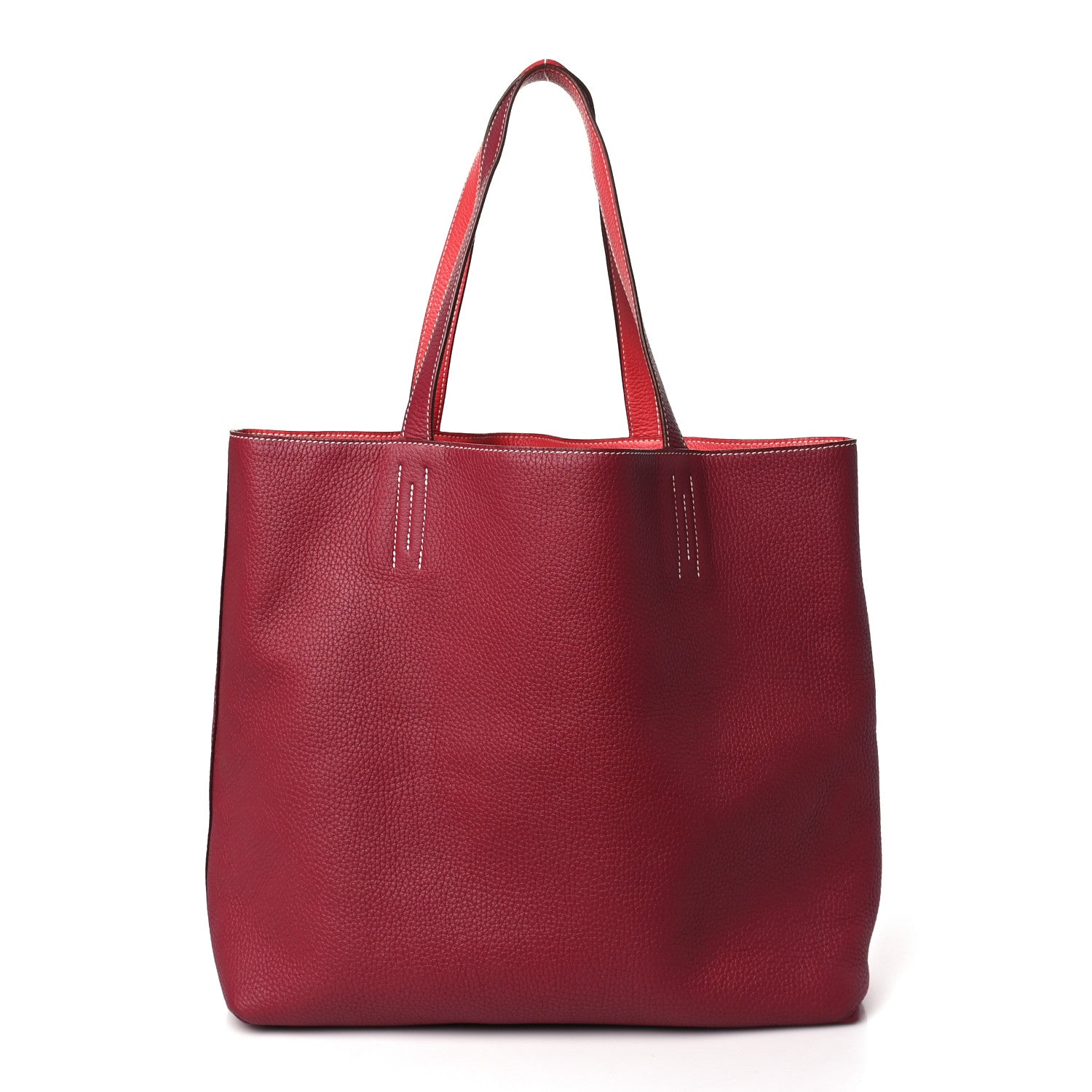 Hermes Taurillon Clemence Double Sens 36 Reversible Tote Rubis Bougainvillea 9 of 13