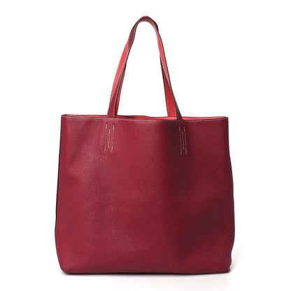 Hermes Taurillon Clemence Double Sens 36 Reversible Tote Rubis Bougainvillea 9 of 13
