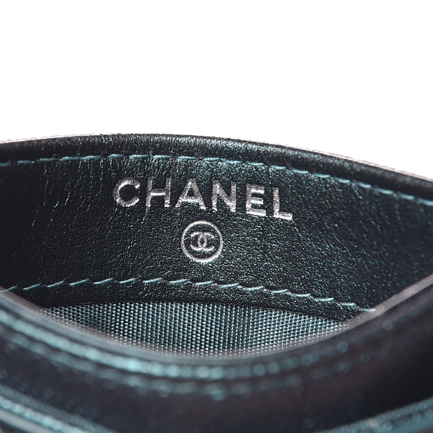 Chanel Iridescent Caviar Quilted Filigree Card Holder Dark Turquoise 6 of 9
