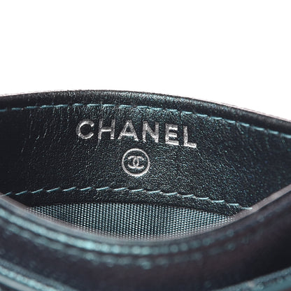Chanel Iridescent Caviar Quilted Filigree Card Holder Dark Turquoise 6 of 9