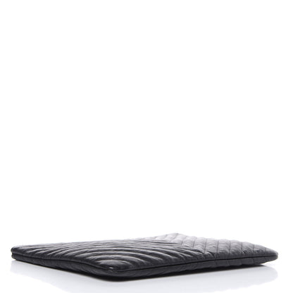 Chanel Crumpled Calfskin Chevron Quilted Medium Cosmetic Case Black 4 of 9
