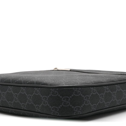 Gucci GG Supreme Monogram Web Small Flat Messenger Bag Black Grey 11 of 11
