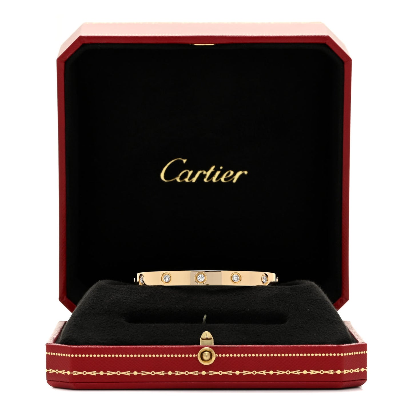 18K Yellow Gold 10 Diamond LOVE Bracelet 16