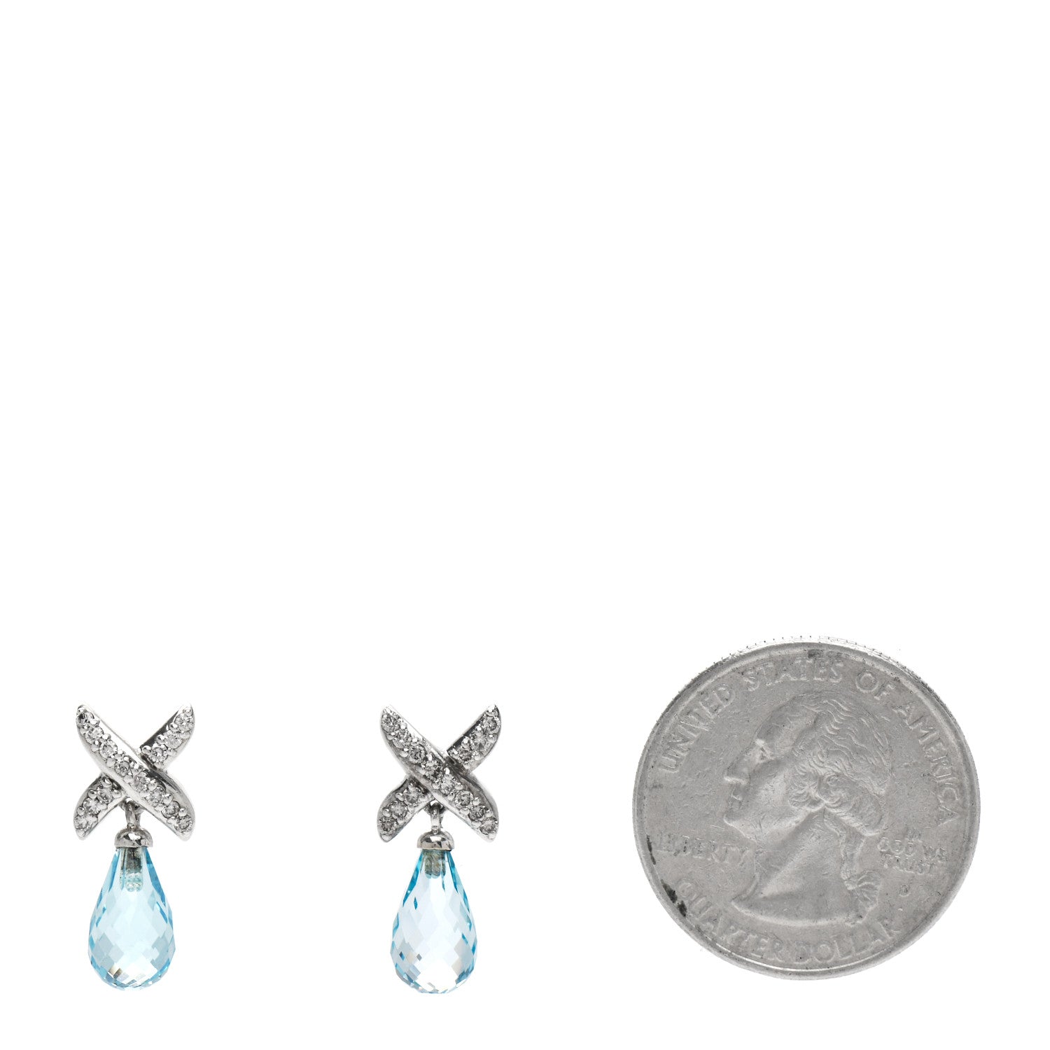 David Yurman Sterling Silver Blue Topaz Diamond X Drop Earrings 2 of 4