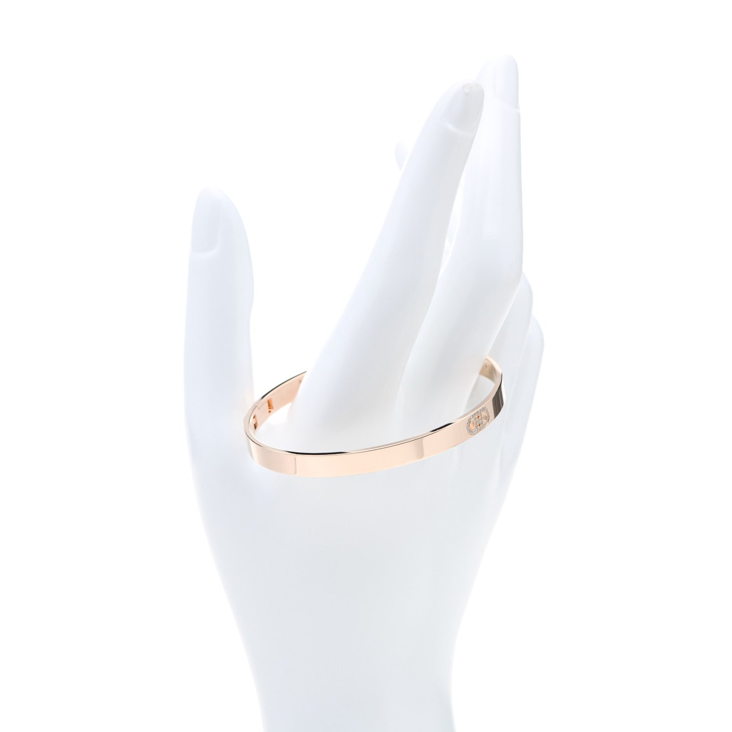 Hermes 18K Rose Gold Diamond PM H D'Ancre Bracelet ST 2 of 6