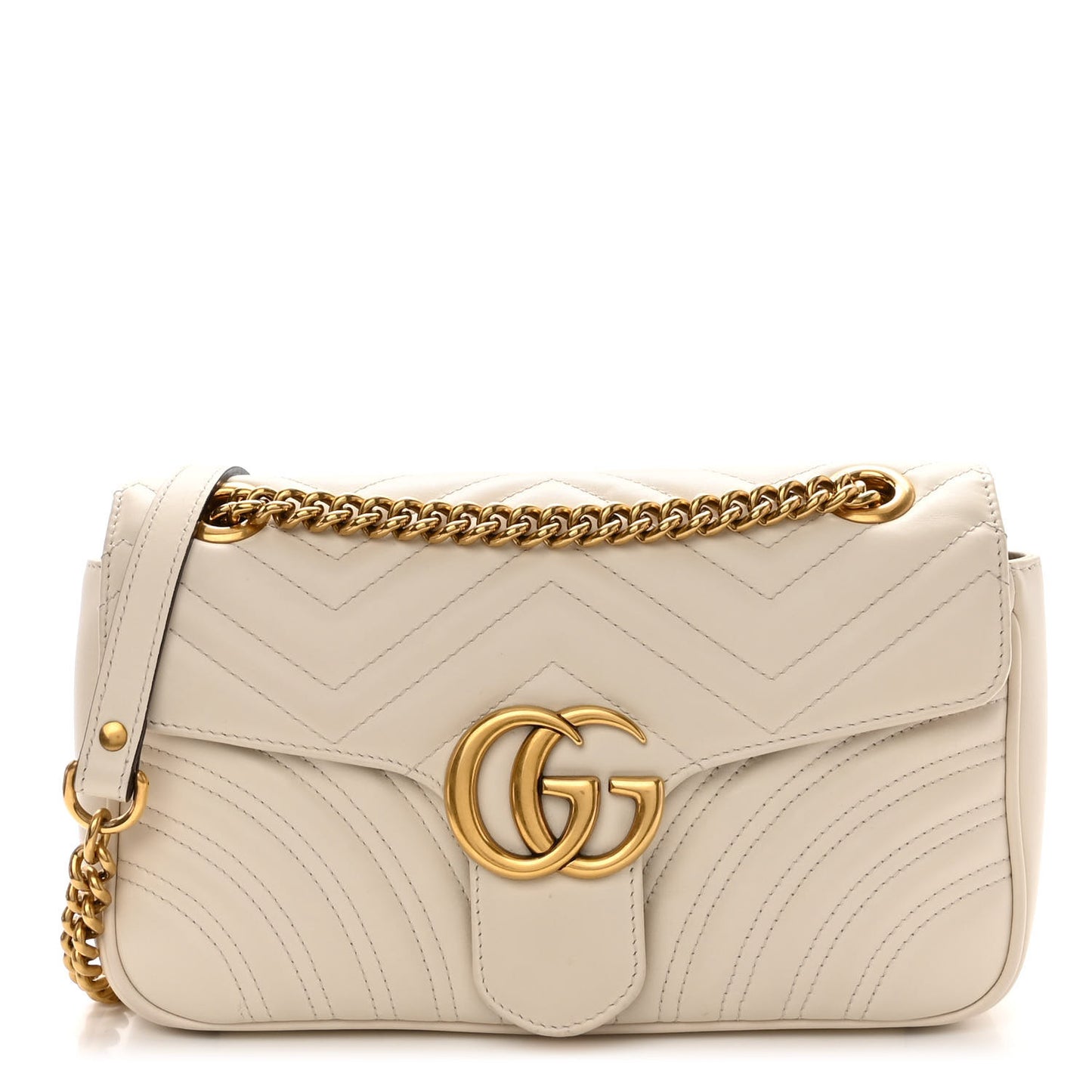 Calfskin Matelasse Small GG Marmont Shoulder Bag White