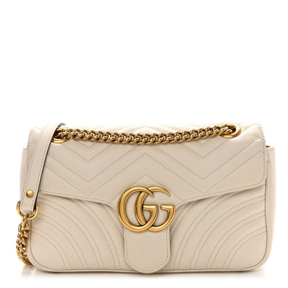 Gucci Calfskin Matelasse Small GG Marmont Shoulder Bag White 1 of 10