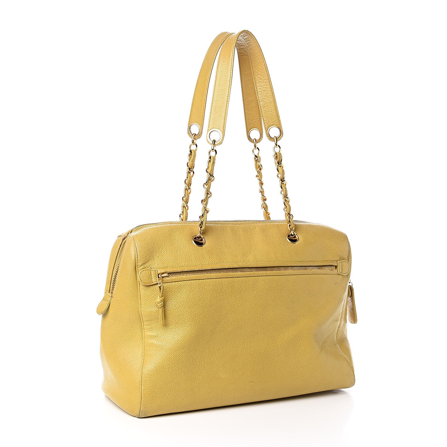 Chanel Caviar Large CC Shoulder Bag Chartreuse 3 of 17