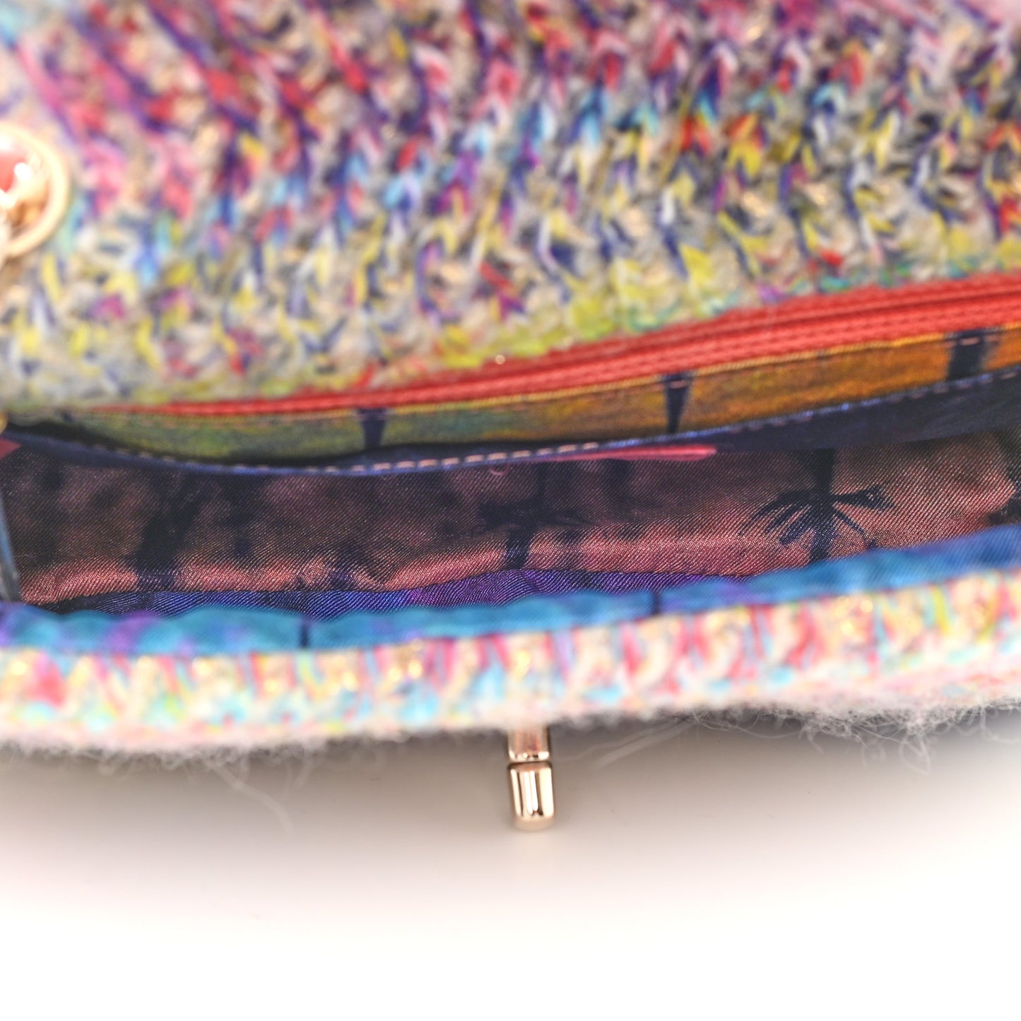 Knit Mini Rectangular Flap Orange Multicolor