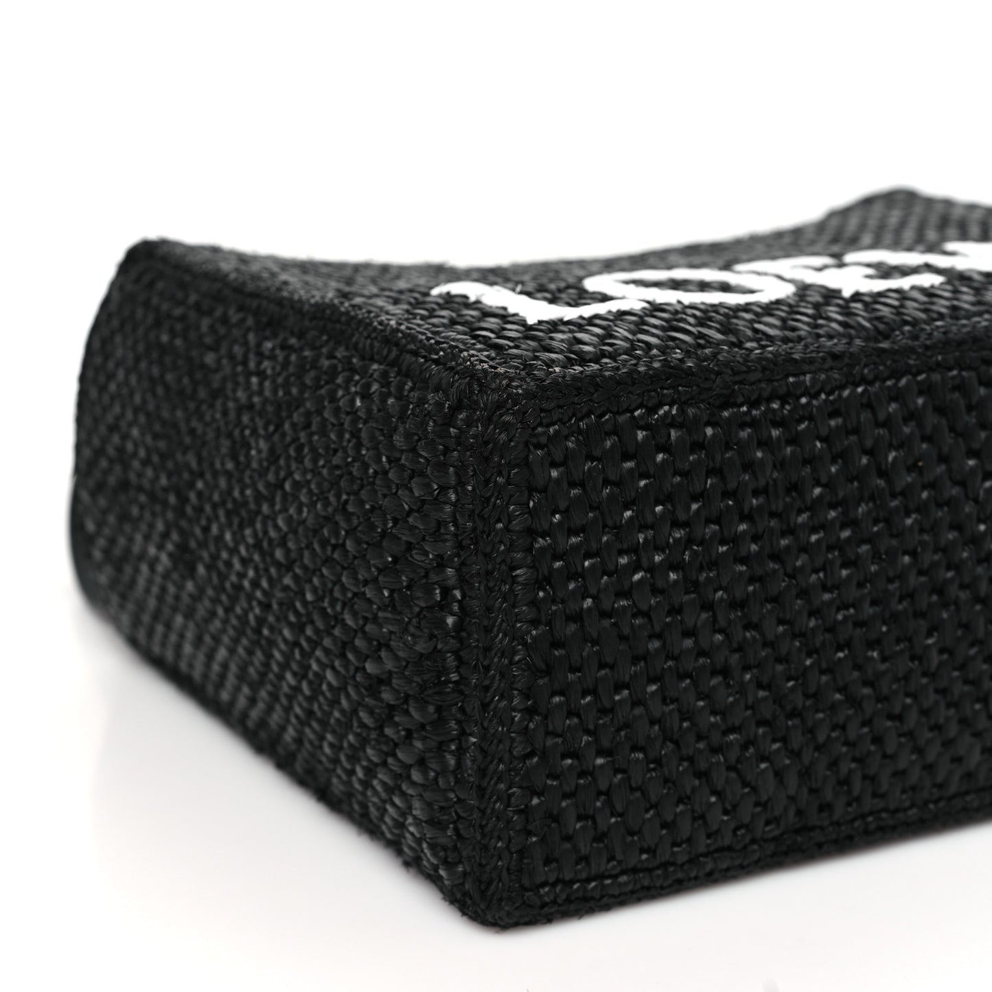X PAULA'S IBIZA Raffia Font Tote Black
