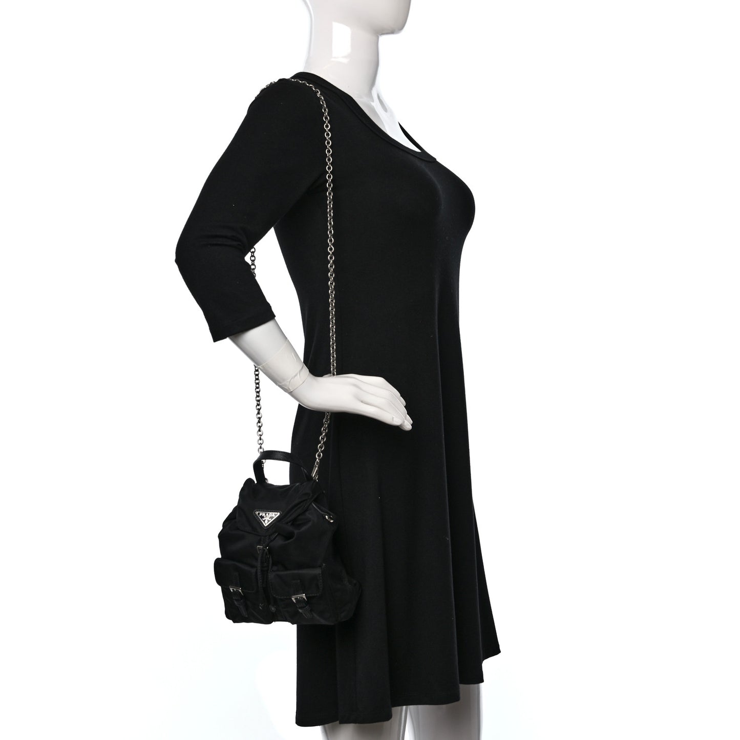 Nylon Vela Mini Crossbody Backpack Black