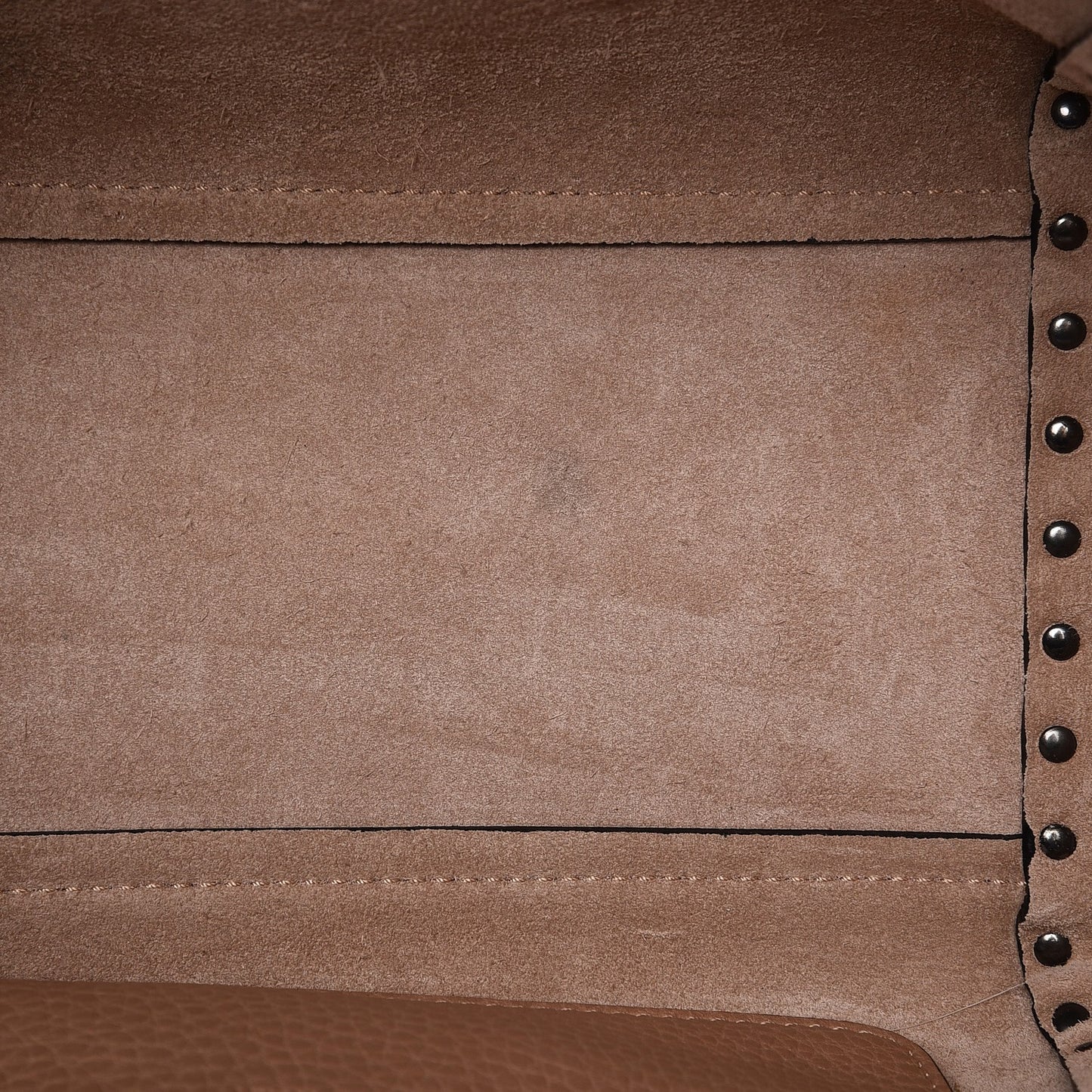 Pebbled Calfskin Small Rockstud Double Handle Tote Soft Noisette