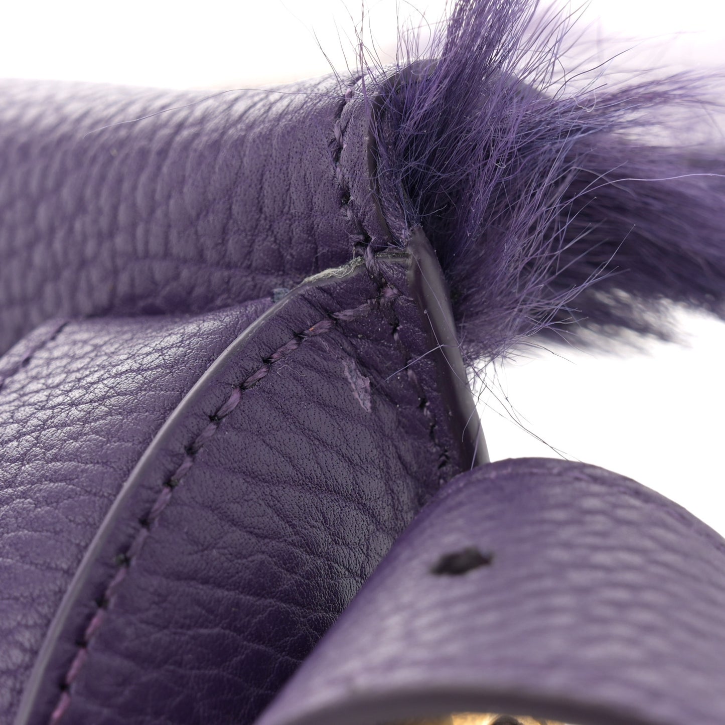 Calfskin Goat Fur Chess Satchel Bag Ribbon
