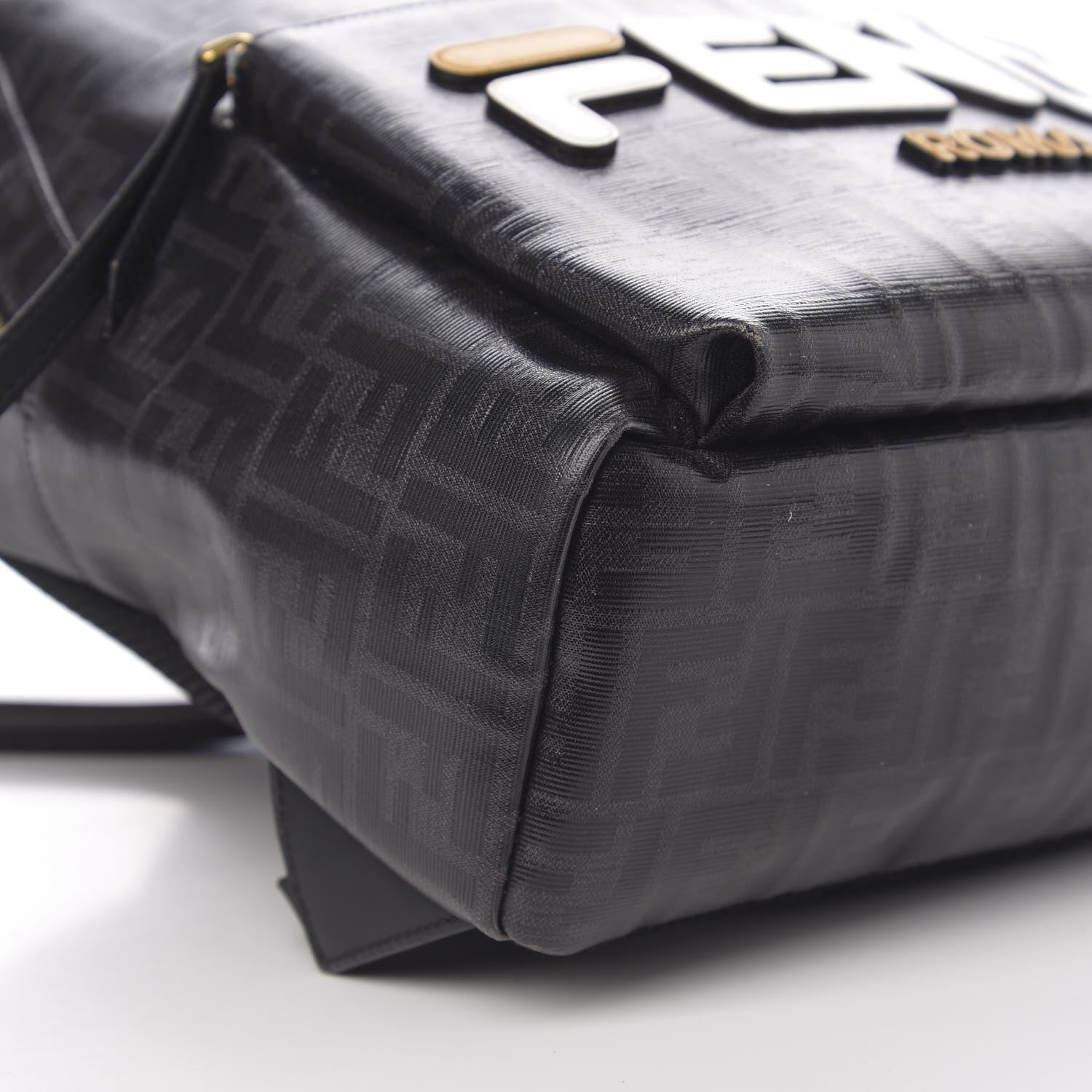 Fendi X FILA Glazed Fabric Vitello Century FF 1974 Mania Pouch Pocket Backpack Black White 7 of 9