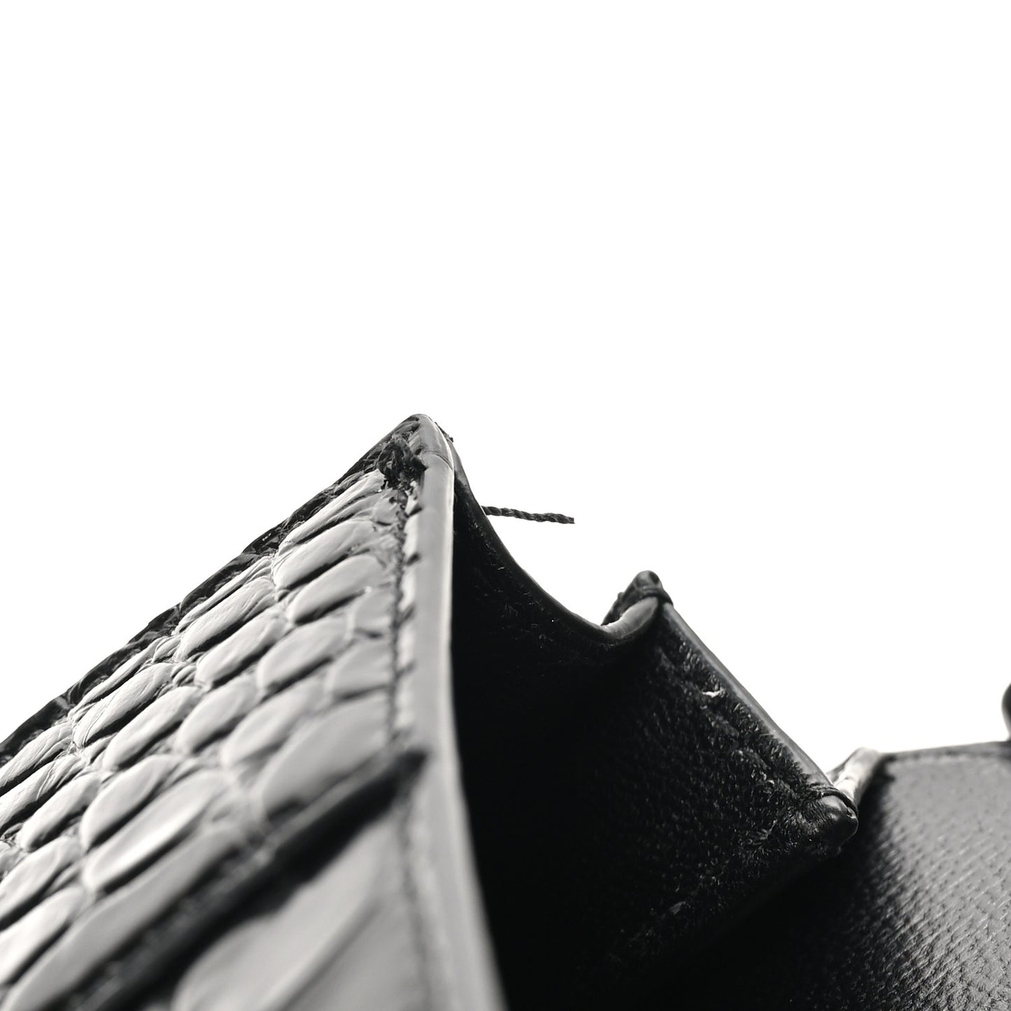 Shiny Calfskin Monochrome Crocodile Embossed Small Hourglass Evening Chain Bag Black