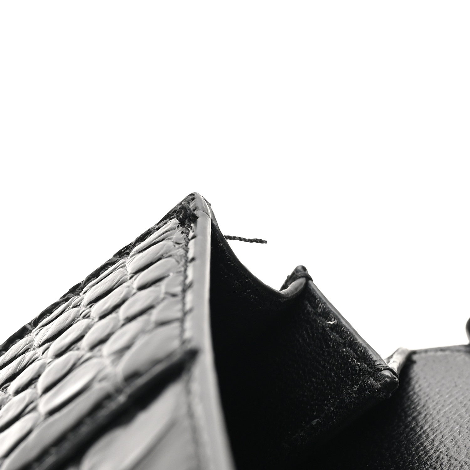 Balenciaga Shiny Calfskin Monochrome Crocodile Embossed Small Hourglass Evening Chain Bag Black 10 of 10