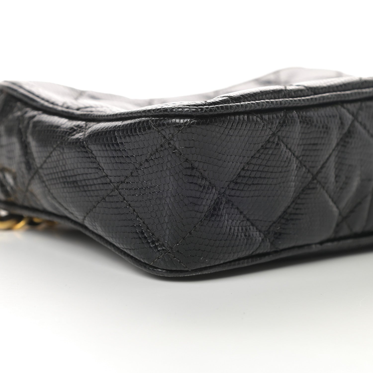 Chanel Lizard Quilted Small Tassel Camera Case Black 10 of 13