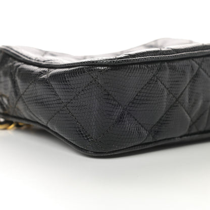 Chanel Lizard Quilted Small Tassel Camera Case Black 10 of 13