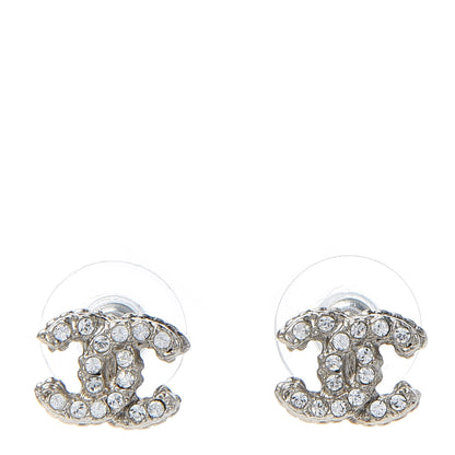 Chanel Crystal Mini Timeless CC Earrings Silver 1 of 5