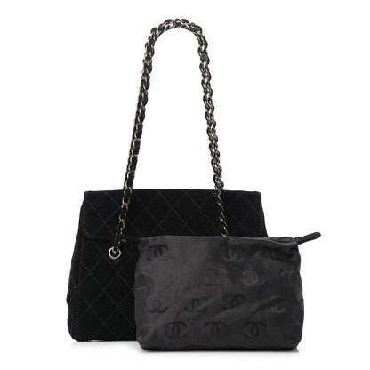 Chanel Suede Stitched Single Flap Black 1 of 16