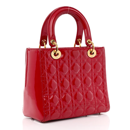 Christian Dior Patent Cannage Medium Lady Dior Red 2 of 13