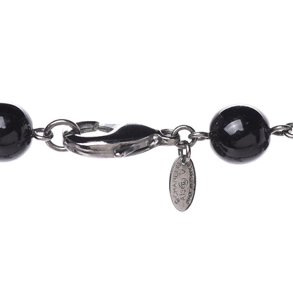 Chanel Ruthenium Pearl Beaded CC Long Necklace Black 4 of 5