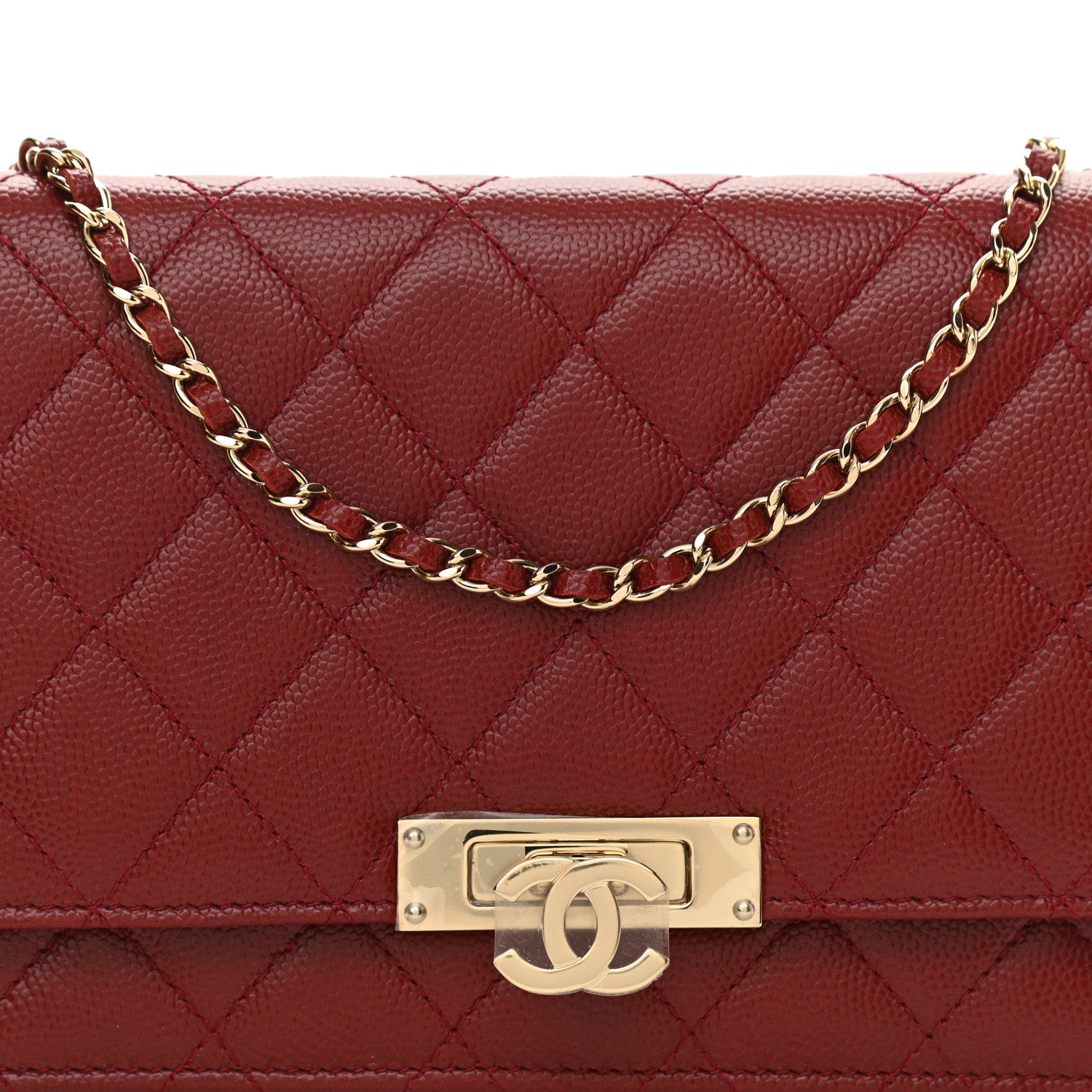 Chanel Caviar Quilted Golden Class Wallet On Chain WOC Red 9 of 12
