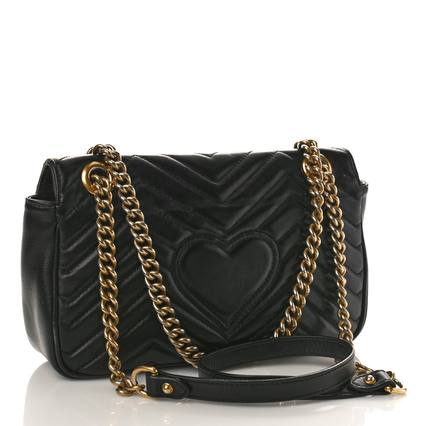 Calfskin Matelasse Small GG Marmont Shoulder Bag Black