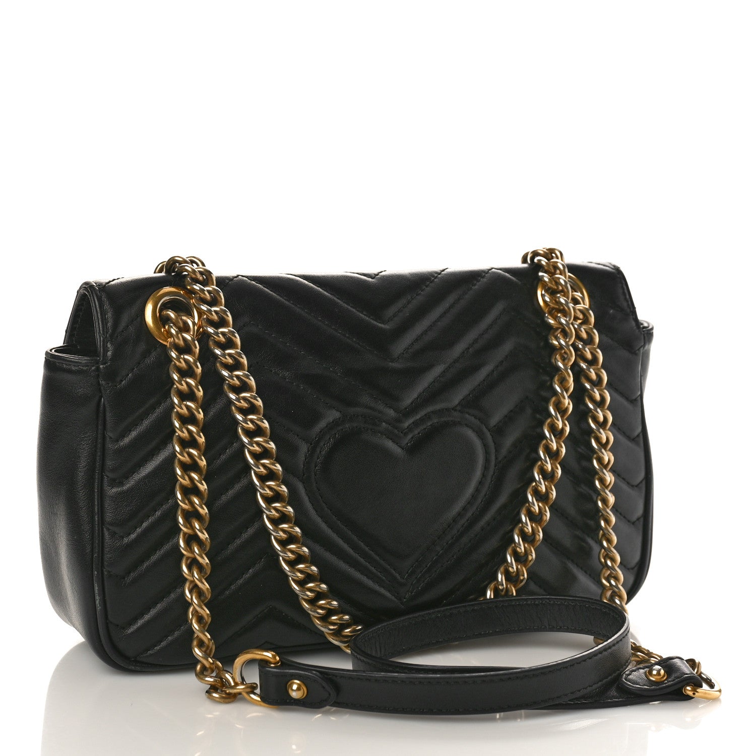 Gucci Calfskin Matelasse Small GG Marmont Shoulder Bag Black 3 of 9