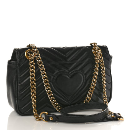 Gucci Calfskin Matelasse Small GG Marmont Shoulder Bag Black 3 of 9