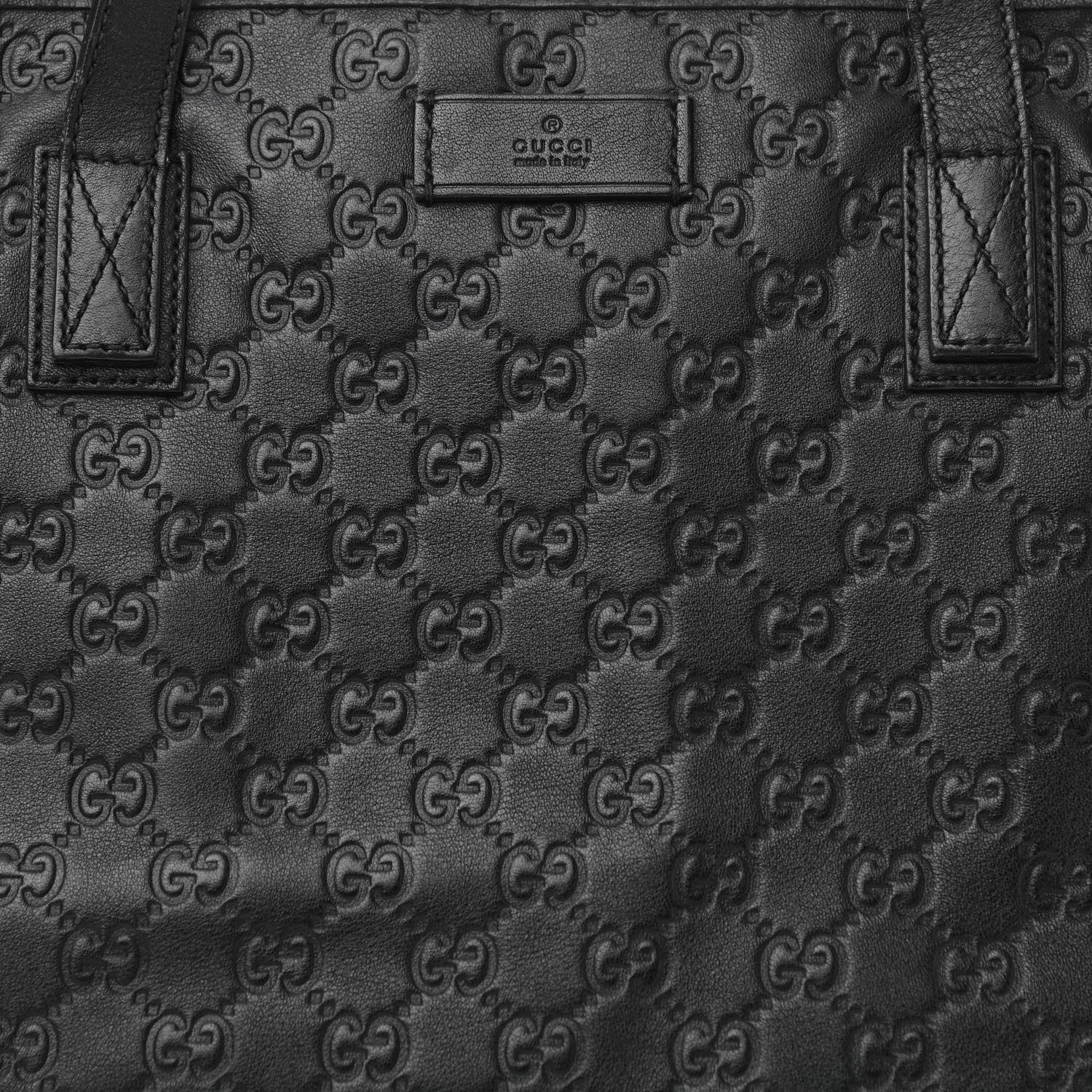 Gucci Guccissima Medium Zippered Shopping Tote Black 7 of 12